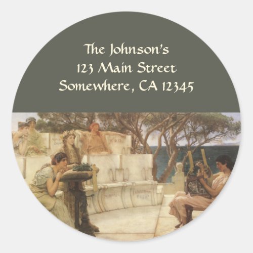 Sappho and Alcaeus by Sir Lawrence Alma Tadema Classic Round Sticker