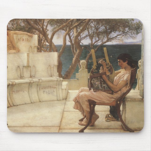 Sappho and Alcaeus by Sir Lawrence Alma Tadema Mouse Pad (Front)