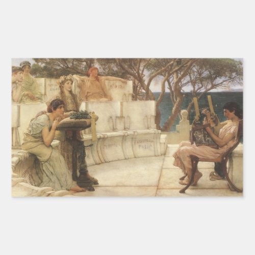 Sappho and Alcaeus by Sir Lawrence Alma Tadema Rectangular Sticker