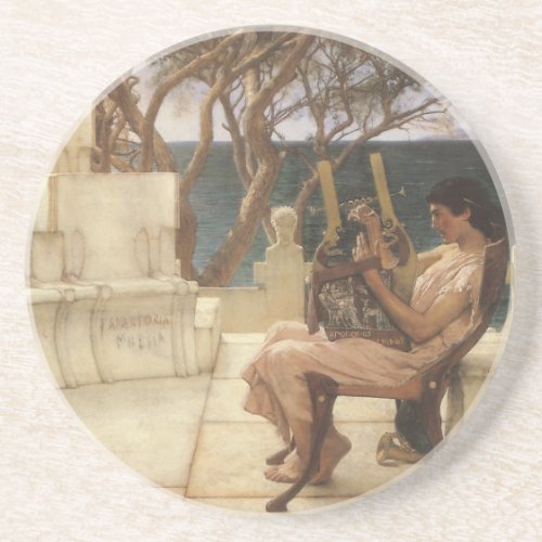 Sappho and Alcaeus by Sir Lawrence Alma Tadema Sandstone Coaster