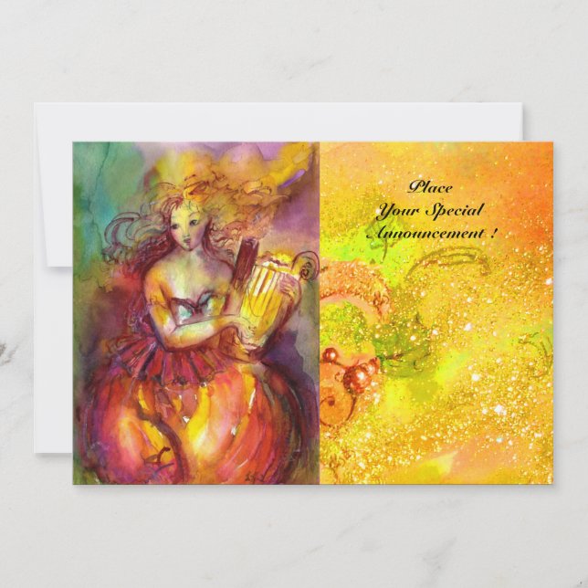 SAPPHO ,DANCE ,MUSIC AND POETRY, Gold Sparkles Invitation (Front)