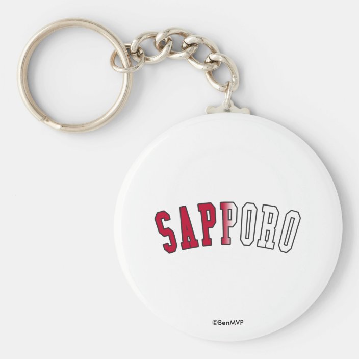Sapporo in Japan National Flag Colors Key Chain