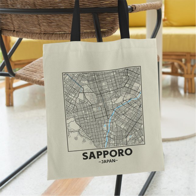 Sapporo, Japan, City Map Tote Bag (Creator Uploaded)