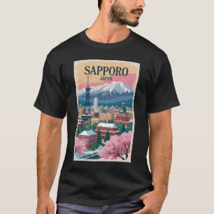 Sapporo Japan Illustration Travel Art Vintage T-Shirt