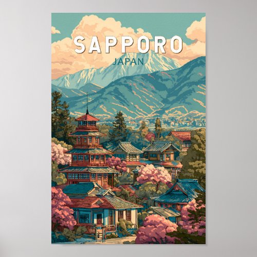 Sapporo Japan Travel Art Vintage