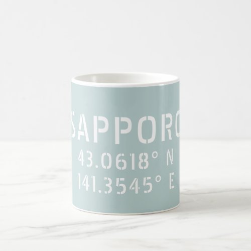 Sapporo Latitude  Longitude Coordinates  Coffee Mug