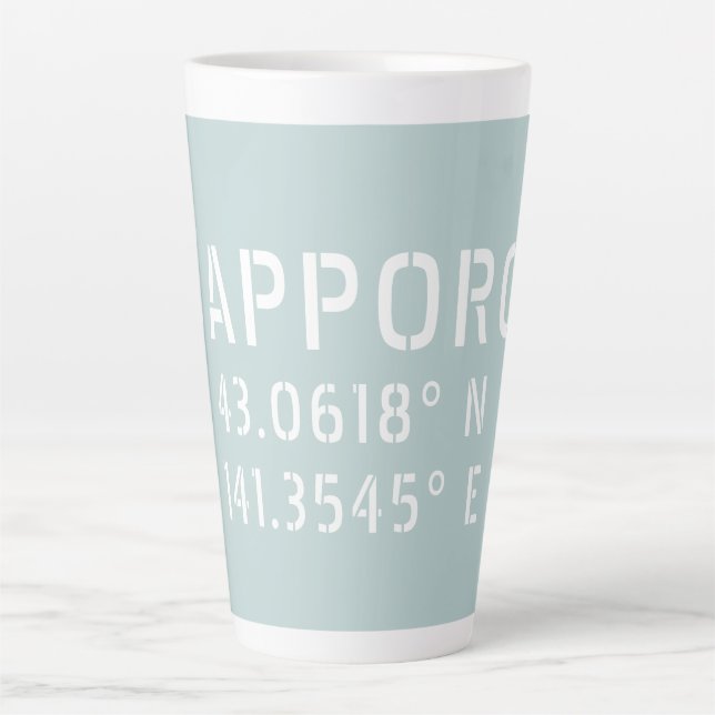 Sapporo Latitude & Longitude Coordinates  Latte Mug (Front)