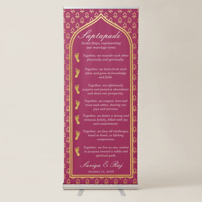 Saptapadi Seven Steps Marriage Vow Wedding Retractable Banner (Front)