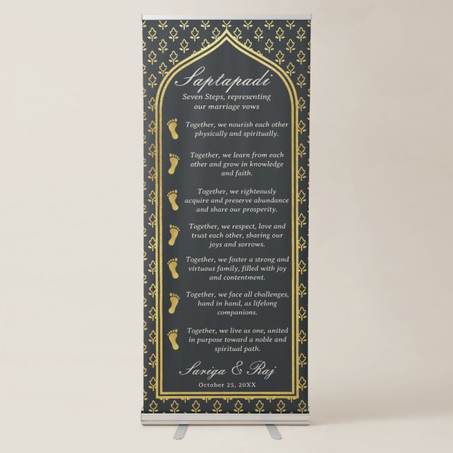 Saptapadi Seven Steps Marriage Vow Wedding Retractable Banner (Front)