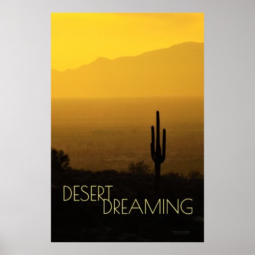 Saquaro Cactus Sunset Amber Yellow Arizona USA Poster