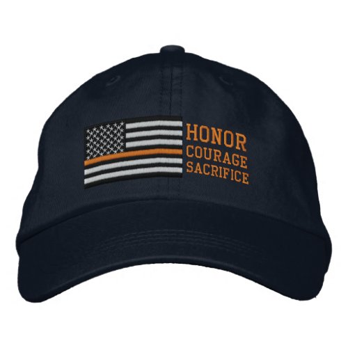 SAR Orange Line US Flag Honor Courage Sacrifice Embroidered Baseball Cap