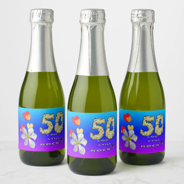 Sara 50th Anniversary Hearts Sparkling Wine Labels | Zazzle