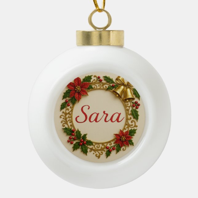Sara Christmas Ornament – Holiday Keepsake (Front)
