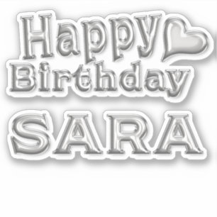 Sara Happy Birthday silver Sticker