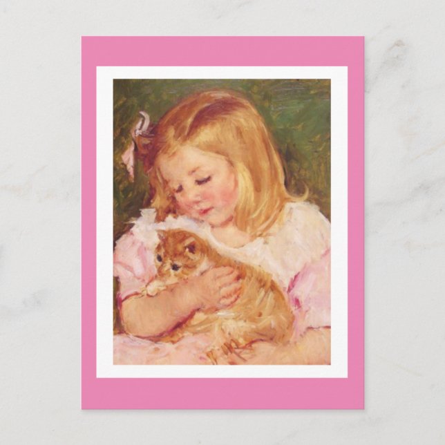 Sara Holding a Cat, by Mary Cassatt, Postcard (Front)