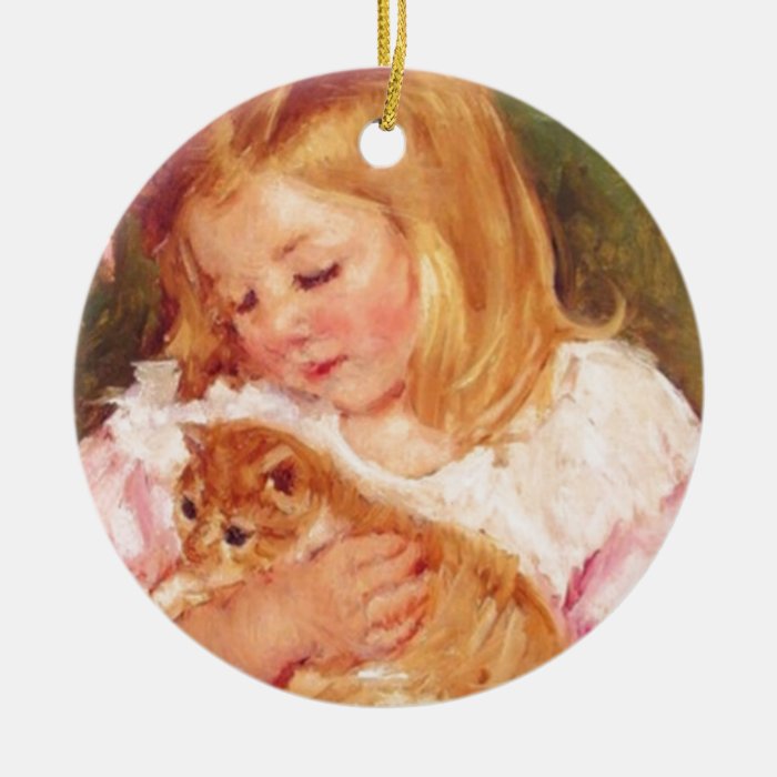 Sara Holding Her Kitten by Marie Cassatt Christmas Ornament