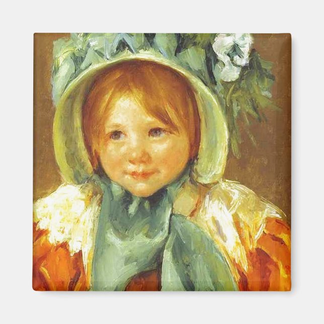 Sara in a Green Bonnet. c. 1901, Mary Cassatt Magnet (Front)