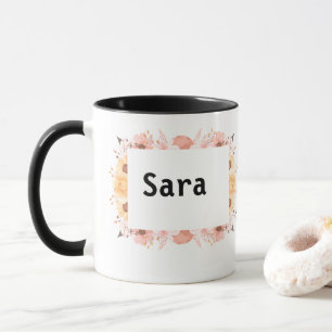 Sara name Custom Mug–Flowers fly Design letter-s Mug