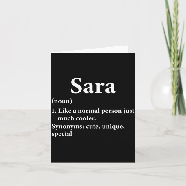 Sara Name Definition Funny D  Card (Front)