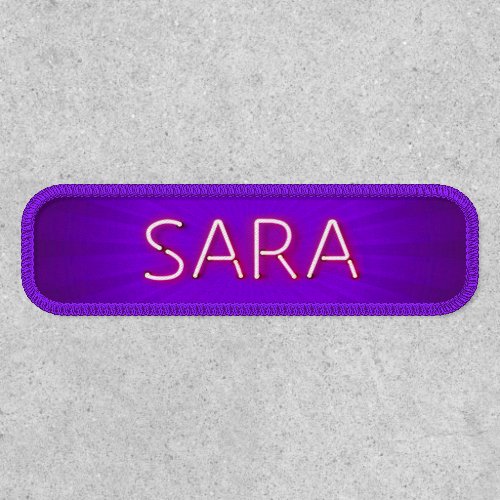 Sara name in glowing neon lights patch