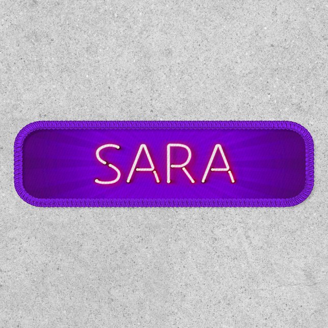 Sara name in glowing neon lights patch (Front)