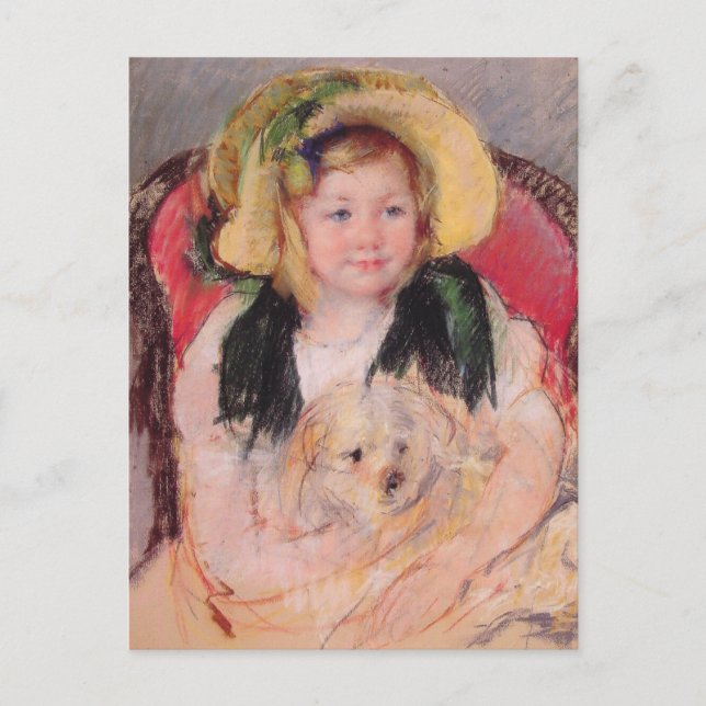 Sara with her Dog (by Mary Cassatt) Postcard (Front)
