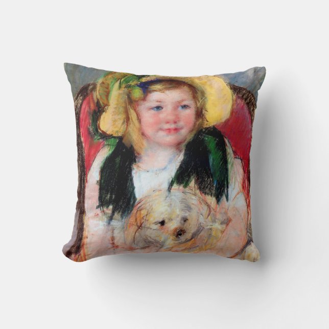 Sara with Her Dog, Cassatt Throw Pillow (Front)