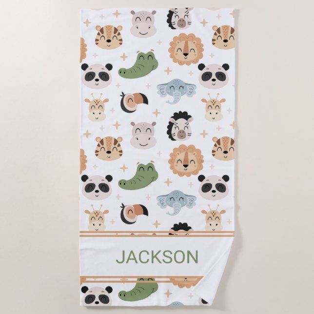 Sarafi Jungle animal Beach Towel (Front)