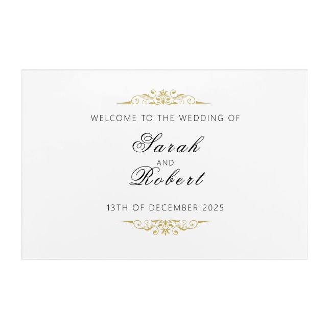 Sarah - Acrylic Wedding Welcome Sign Print (Front)