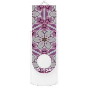 SARAH ANN ~ Purple Fractal Pattern ~ Personalized Flash Drive