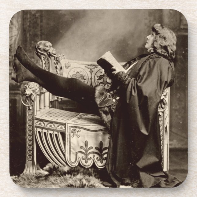 Sarah Bernhardt (1844-1923) as Hamlet in the 1899 Beverage Coaster (Front)