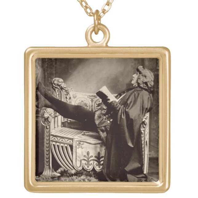 Sarah Bernhardt (1844-1923) as Hamlet in the 1899 Gold Plated Necklace (Front)