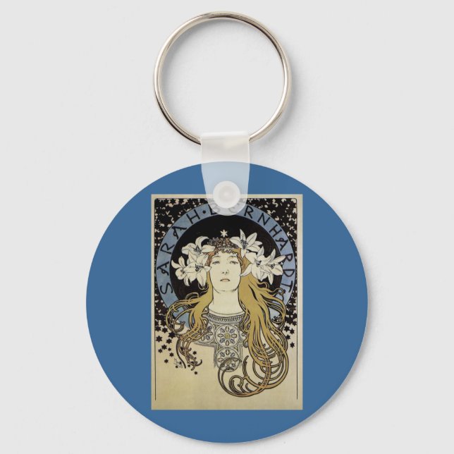 Sarah Bernhardt by Alphonse Mucha Keychain (Front)