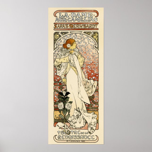 SARAH BERNHARDT Paris Theater Mucha Art Nouveau Poster (Front)