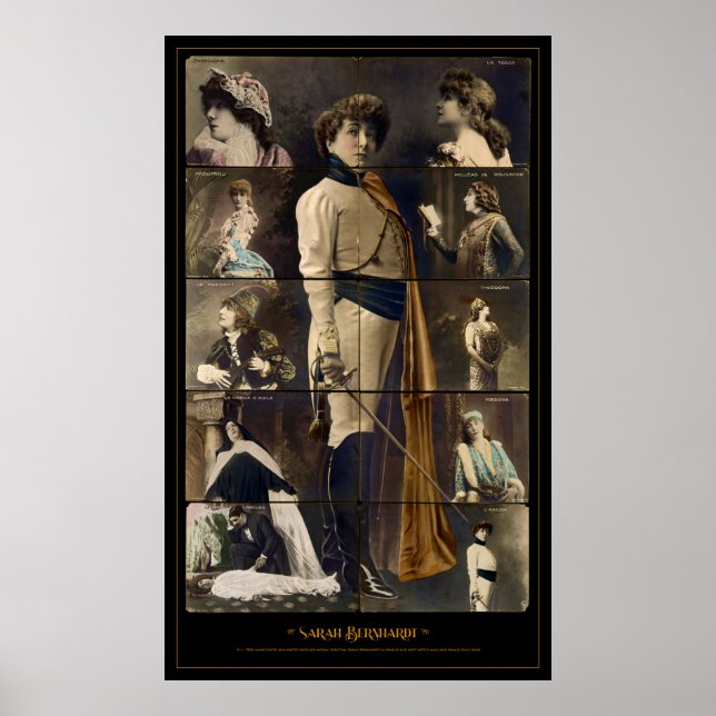 Sarah Bernhardt Postcard Mosaic Poster (Front)