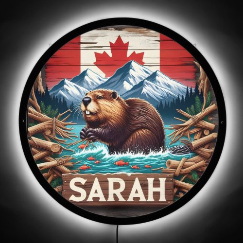 Sarah Canadian Beaver in the Wild LED Sign