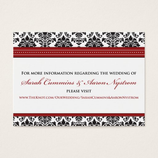 Customizable ::sarah:: Damask 3.5"x2.5" Wedding Info Card Business Card