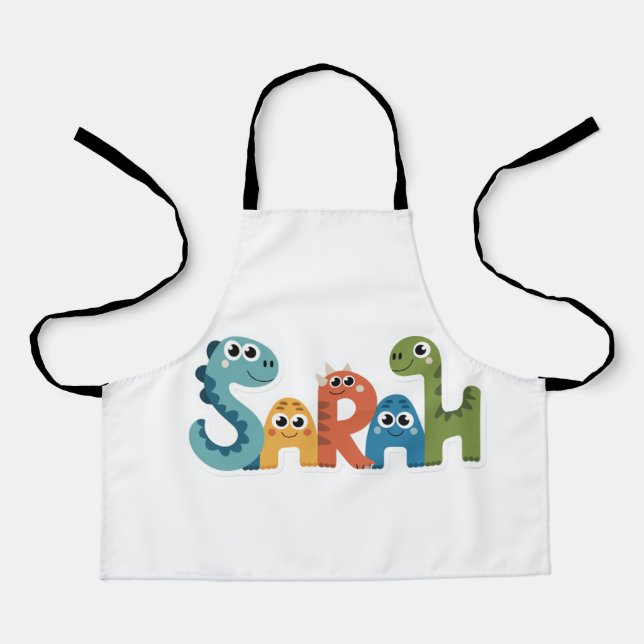 Sarah Dinosaur Name  Cute Dino Letters Design Apron (Front)