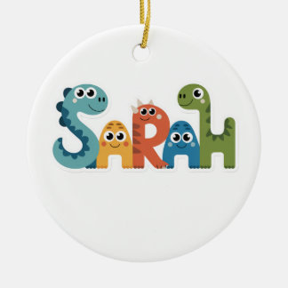 Sarah Dinosaur Name Cute Dino Letters Design Ceramic Ornament