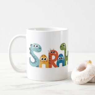 Sarah Dinosaur Name  Cute Dino Letters Design Coffee Mug