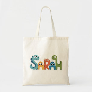 Sarah Dinosaur Name Cute Dino Letters Design Tote Bag