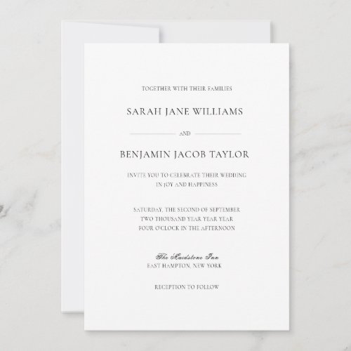Sarah Elegant Wedding Invitations with RSVP