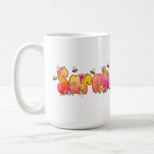 Sarah - Floral and Bee Design Mug (Left)