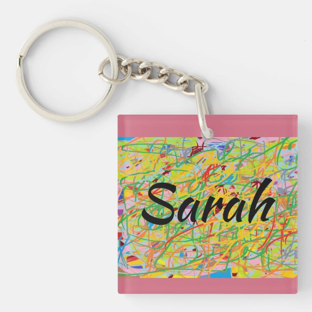 Sarah from orphan Black abstract art ,calligraphy Keychain (Front)