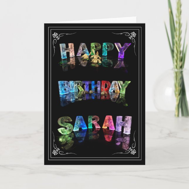 Sarah -  Name in Lights greeting card (Photo) (Front)