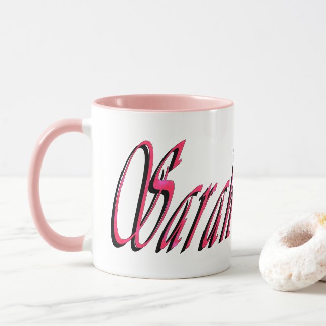 Sarah, Name, Logo, Mug (With Donut)