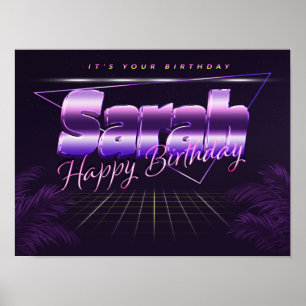 Sarah Name Vorname lila retro Poster Geburtstag