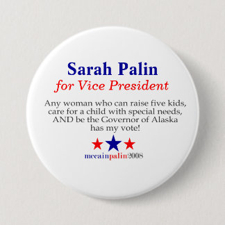 Sarah Palin for Vice President Pinback Button