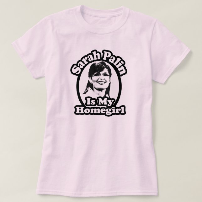 Sarah Palin T-Shirt, Homegirl Pink Retro Design T-Shirt (Design Front)