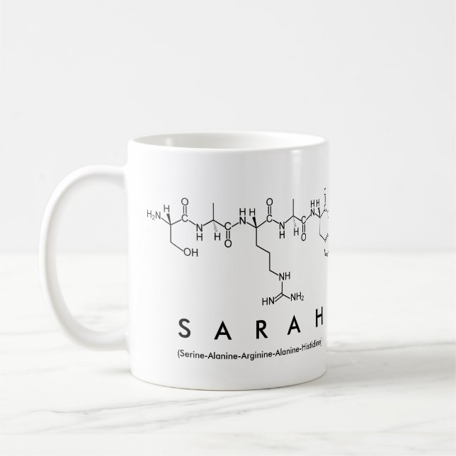 Sarah peptide name mug (Left)